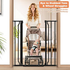 40" Extra Tall Baby Gate for Stairs, Auto Close Stroller Friendly Dog Gate Indoor for Doorways, Pressure Mounted 29"-40" Wide Baby Gate, Easy Walk Through Gate for Children & Pets, Black