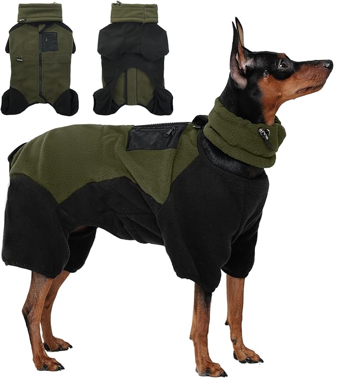 DENTRUN Dog Winter Coat - Warm Fleece Jacket, Turtleneck Sweater, Thermal Bodysuit, Snowsuit, Soft Jumpsuit
