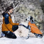VIVAGLORY Snowrap Dog Coat, Jacket with Harness Hole, Dog Coat for Winter & Cold Weather, Fluffy Warm Fleece Lined Reflective Water Resistant for Puppy, XS, Orange