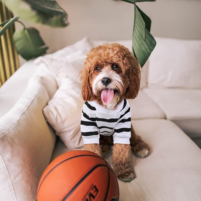 Pet Dog Striped T-Shirt Dogs Cats Cotton Vest Spring Summer Pet Apparel Tee Shirt Suitable for Small and Medium Large Pets French Bulldog Bichon