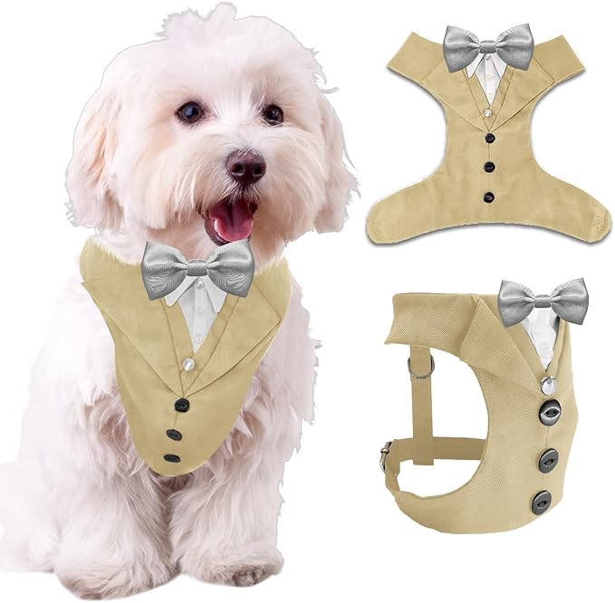 AVERYDAY Dog Tuxedo for Wedding Outfit, Dog Suit and Tie Costumes for Birthday, Halloween, Cosplay, Christmas Party, Pet Formal Wear with Bowtie, Tux for Small Dogs, Chihuahua, Bichon, Maltese, Cats