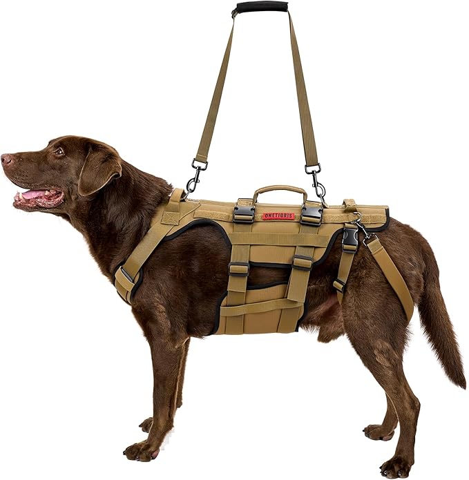 OneTigris Dog Lift Harness for Large Dogs, Dog Hip Support Brace, Full Body Lifter with Handles Invictus Multifunctional Mobility Assistance Vest for Back Legs (Brown, XXL)