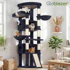 Globlazer Extra Large Heavy Duty Cat Tree, 80in Tall Sturdy Cat Tree Tower for Multiple Indoor Cats Large Adult with Scratching Posts, 2 Spacious Condos with Padding, 2 Soft Perches, S80C, Dark Grey