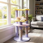 Tangkula Cute Cat Tree, 29 Inch Multi-Level Cat Tower with Jute Scratching Posts, Star & Moon Shaped Platforms, Perch Dangling Toy, Cat Climbing Furniture for Indoor Cats (Purple)