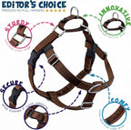 2 Hounds Design Freedom No Pull Dog Harness, Adjustable Harness and Leash Set, Easy Walking & Comfortable Control, Fits Small, Medium & Large Dogs, Solid Colors, Made in USA, 1" XL, Brown