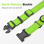 Martingale Collar for Dogs with Quick Release Buckle, Reflective Soft Padded & Escape Proof, Adjustable Nylon Dog Collars for Training & Daily Walking (Green,S)