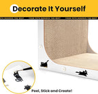 Cat Scratcher Lounge, 23 Inch L-Shaped Cat Scratch Pad, Vertical & Horizontal Scratching 1.2" Thick Cardboard with Fun DIY Stickers, Durable, Eco-Friendly
