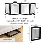 Dog Fence Indoor,Dog Gate Indoor for Doorway pet gate -4-Panel Freestanding, Hallways, House or Stairs -80x24-Inch Retractable Foldable Expandable Wood Pet by SFJC (Black) ﻿