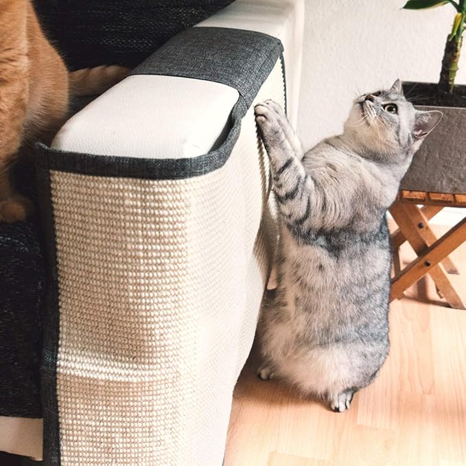 Navaris Cat Scratch Mat - Natural Sisal Furniture Protector Scratching Pad Carpet of Couch, Sofa, Chair