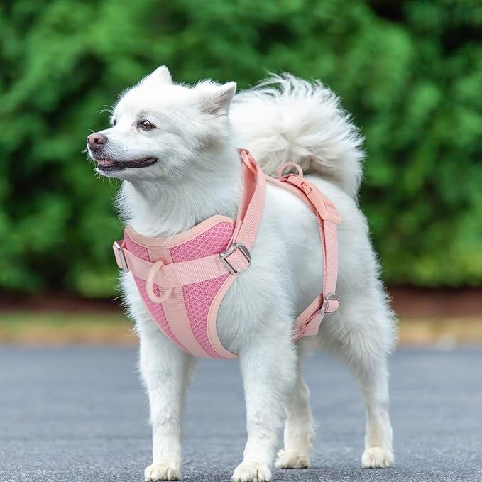 Wisedog Dog Harness Medium Sized, Pet Vest with Front Clip, Adjustable Puppy Harness with 3 Fast Release Buckles[Easy to Put on & Take Off] (Pink, L)