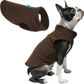 Gooby Fleece Vest - Brown-Turquoise, X-Large - Warm Pullover Fleece Dog Jacket with O-Ring Leash - Winter Small Dog Sweater Coat for Cold Weather