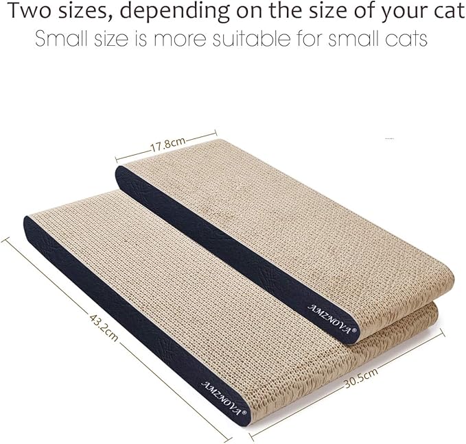 AMZNOVA Cat Scratcher Rescratch Cat Scratching Board, Scratching Pad with Catnip for Indoor, Flat Cardboard Scratcher Scratch Board for Kitten, Narrow, Textured Black
