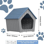 Dog House Indoor Outdoor Cat House Animal Shelter Water Resistant Easy Assembly Sturdy Dog Kennel with Air Vents and Elevated Floor(Blue, 23.4 * 22.6 * 22.8in)