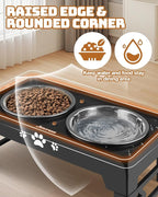 Elevated Dog Bowls for Small Dogs and Cats, Non-Slip Cat Bowls with 2 Thick 5.5" Stainless Steel Dishes, Dog Feeder 2 Heights Adjustable to 2.6"-5.3"