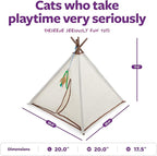 SmartyKat Kitty Camp Crinkle Cat Tent Hideaway, Collapsible Tent with Detachable Feather Toy for Privacy & Play for Cats & Kittens, Beige, One Size
