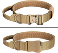 EXCELLENT ELITE SPANKER Tactical Dog Collar Military Adjustable Heavy Duty Training Dog Collar with Metal Buckle and Control Handle(Coyote Brown)