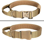 EXCELLENT ELITE SPANKER Tactical Dog Collar Military Adjustable Heavy Duty Training Dog Collar with Metal Buckle and Control Handle(Coyote Brown)