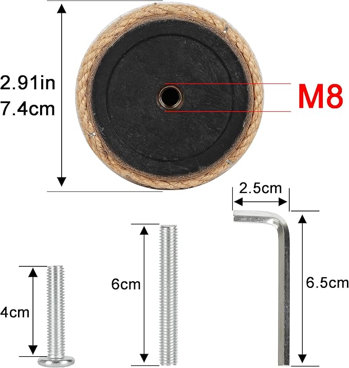 7.4cm 2.91in Diameter Cat Tree Scratching Post Replacement Jute Pole Parts for Cat Tower (15.75in/40cm, M8*2poles)