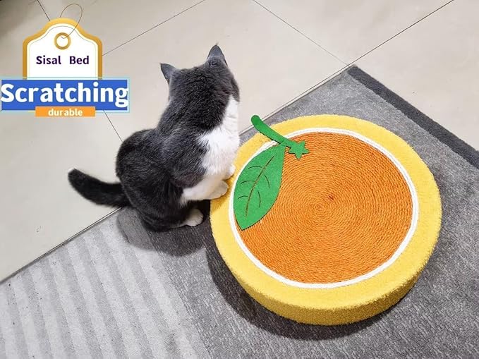 Fruit Cat Scratcher, Cat Fruit Scratcher, Fruit Shaped Cat Scratcher, Orange Round Cat Bed, Wear-Resistant Sisal Cat Supplies,to Meet The Cat's Nature of Grinding and Scratching (Pig)