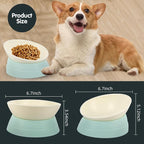 Bulldog Bowl Anti-Slip Dog Cat Dish Detachable Rubber Dog Bowl Pet Sterile Tilted Pet Feeder Slope Base (Green, 2 Cup (Small/Medium Dog))