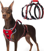 PUPTECK Escape Proof Dog Harness with Padded Handle, No Pull Pet Vest Harness Durable Reflective for Medium Large Dogs Walking Training and Running, Red, XL