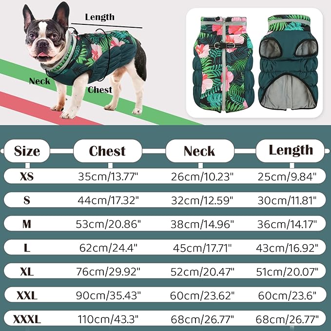Dog Coats for Small Dogs, Puppy Coat, Warm Winter Jacket, XS Dog Coat with Harness Built in, Waterproof Pet Cold Weather Coats, Puppy Winter Clothes Snowsuit Chihuahua Maltese,XS