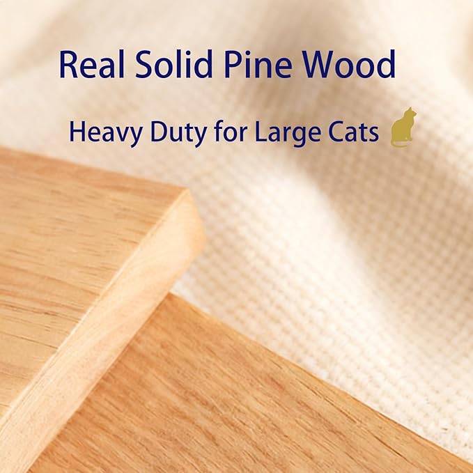 KVIDA Solid Pine Wood Cat Tree for Indoor Cats, 56.7” Tall Modern Cat Tower with Clear Acrylic Hammock & Condo House, Heavy Duty Wooden Cat Tree for Large Cats with Sisal Scratching Posts
