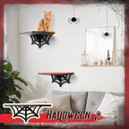Gothic Wall Mounted Halloween Shelf Coffin Spider Web Style Cat Tree Wall Load Bearing up to 30 Lbs/ 14 kg Black Cat for Indoor