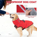 Mihachi Dog Coat for Small Dogs, Warm Dog Winter Coat Waterproof Dogs Jacket with Harness Built in Reflective Pet Fleece Vest, Puppy Cold Weather Coats Turtleneck & Windproof Dogs Snowsuit, Red S