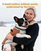 Dog Winter Coat for Large Dogs, Adjustable Puppy Warm Jackets in Cold Weather, Reflective Pet Fleece Vest with External Attachment Points, Zippered Cold-Weather Dog Winter Clothes, L Brown