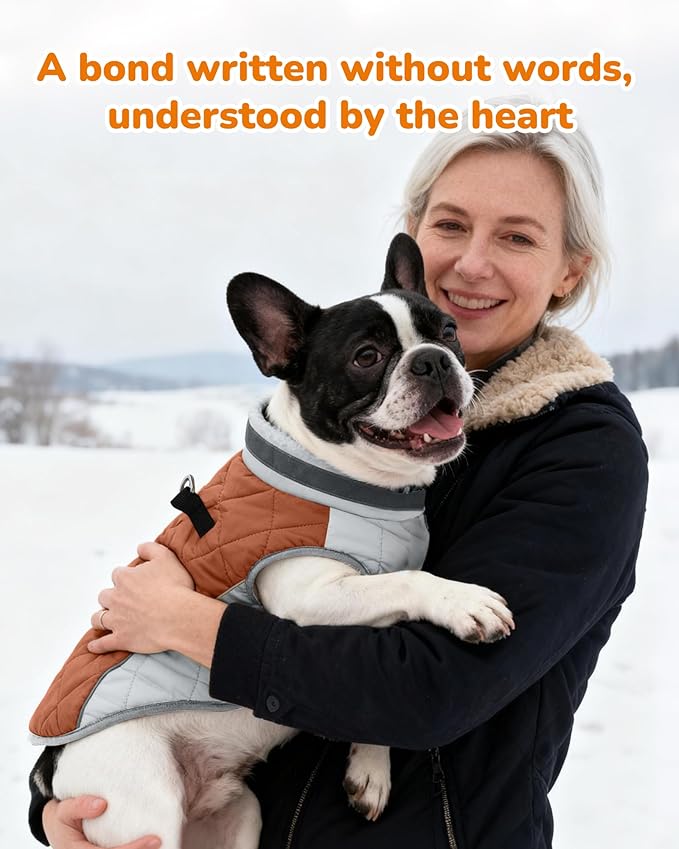Dog Winter Coat for Large Dogs, Adjustable Puppy Warm Jackets in Cold Weather, Reflective Pet Fleece Vest with External Attachment Points, Zippered Cold-Weather Dog Winter Clothes, L Brown