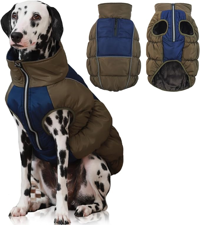 IECOii XXL Dog Coat, ZIPPED FLEECE & WATERPROOF Dog Winter Jacket, EXTRA LARGE for M/F Dogs