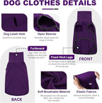 ROZKITCH Fleece Dog Jacket, Pet Windproof Warm Cold Weather Jacket Vest Cozy Jumpsuit Apparel Outfit Clothes for Walking Hiking Travel Sleep Purple 3XL