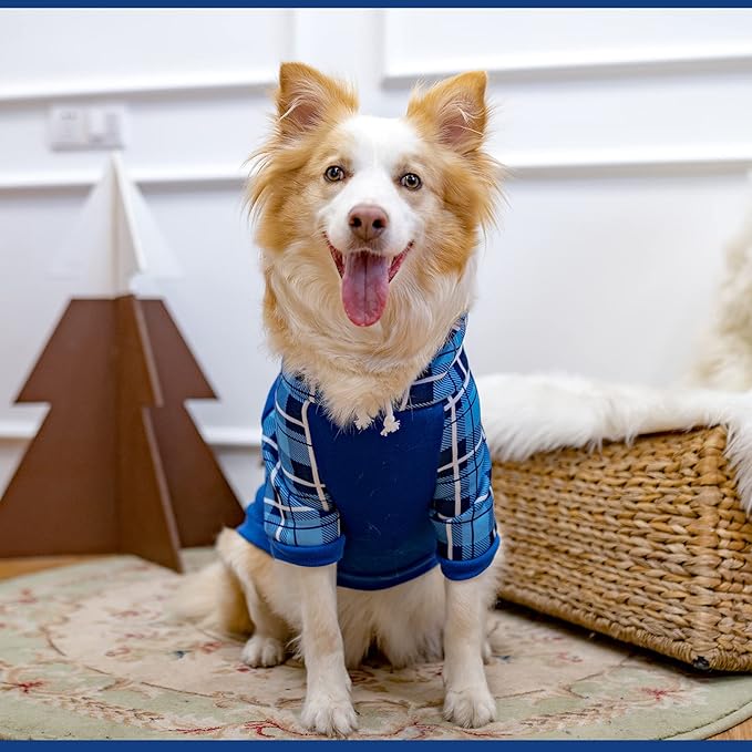 Plaid Dog Hoodie Pet Clothes Sweaters with Hat
