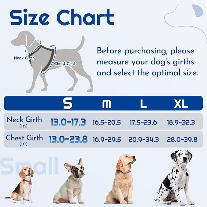 Eagloo Dog Harness Small Sized, Easy Wearing with 3 Buckles, Adjustable No Pull Pet Harness with 2 Rings for Walking, No Chock Reflective Soft Padded Vest with Control Handle, Blue & Black, S
