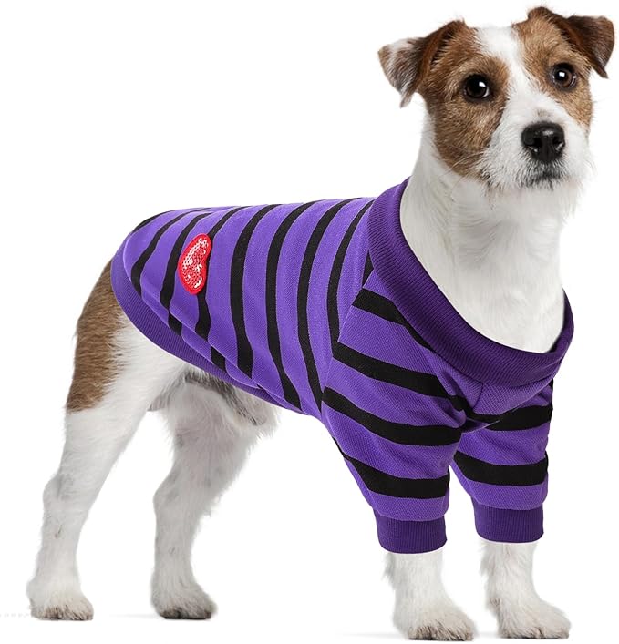 Dog Shirts for Large Dogs, Striped T-Shirts Dog Vest Pet Apparel Tee Shirts Spring Summer Suitable for Small and Medium Large Pets French Bulldog Bichon, Violet XL