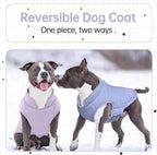Lelepet Reversible Dog Coat Waterproof Dog Jacket Windproof Puffer Vest for Winter Warm Lightweight Coats for Medium Dogs Adjustbale Hook & Loop Pet Apparel with Leash Hole, French Bulldog, Purple L