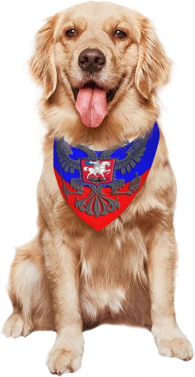 Dog Bandanas Russian Eagle Emblem Flag Pet Bandana Scarf Triangle Bibs Kerchief Accessories for Dogs Cats