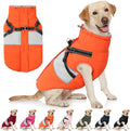 AOFITEE Dog Coat, Large Dog Jacket, Dogs Coat with Harness Built in, Reflective Waterproof Dogs Jackets Winter with Furry Collar, Warm Polar Fleece Pet Sweater Snowsuit for Doberman, Great Dane, XXL