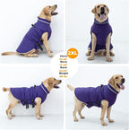 Mklhgty Large Dog Coat with Harness Built-in, Waterproof Reflective Fleece Lined - Warm Windproof Winter Jacket with Back Zipper, Cold Weather Snow Dog Coats - Purple - XL