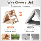 Sisal Cat Scratcher Board,Triangular Cat Scratch Ramp with Climbing Ladder,Wooden Scratching Board with 2 pcs Sisal Pad for Kittens and Small Animals Indoor Use