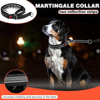 Martingale No Pull Dog Collar for Large Medium Small Dogs, Heavy Duty Nylon Adjustable Reflective Anti Pull Slip Collar with Buckle for Training Walking Hunting M Black