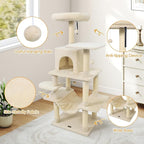 PETSITE Multi-Level Cat Tree, 58 Inches Tall with Sisal Scratching Posts, Condo, Hammock, Dangling Balls, Jumping Platforms, and Cozy Top Perch, Ideal for Indoor Cats to Play and Rest (Beige)
