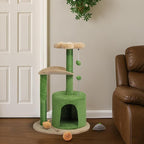 Cat Tree, 33" Multi-Level Cloud Cat Tree Tower with Cozy Padded Bed & Large Condo for All Sized Cats, Featuring Scratching Posts, Viewing Perch & Toys, Stable Small Cat Tower (Lavender)
