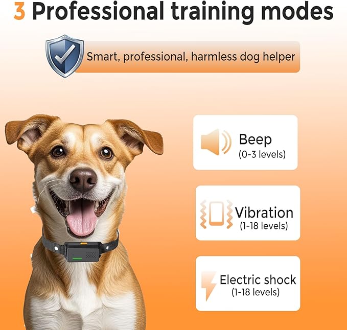 RuffStyle Dog Training Collar - Shock Collar for Dogs & No Shock Option - Bark Collar with Manual Remote + Automatic Mode, Adjustable Dog Collar for Small Medium & Large Dogs Rechargeable & Waterproof