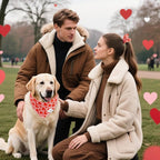 E-Clover Mother's Day Heart Dog Bandanas & Matching Scrunchie Set Cute Girl Dog Scarf Bibs Pet Bandana with Bow Tie for Small Dogs Puppy Owner Mom Red Pink