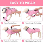 Queenmore XL Dog Jackets, Dog Coats for Large Breeds Winter Waterproof, Thick Fleece Lining Doggie Coats for X-Large Dogs Winter, Pet Jackets, Pink, XL