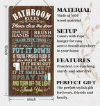 HALUOSI Humorous Wooden Bathroom Sign, 12 x 6 inches, Brown, Rustic Style, Wall Mount