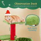Christmas Decorations, Christmas Cat Tree Tower, 31.5 inch Cat Furniture with Condo & Hammock, Scratching Post for Indoor Cats, Green Red White Cat Tree with Massage Brush (31.5 in Christmas)