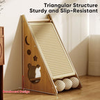 Cat Scratcher with Nest - Non-Shedding Vertical Cat Scratching Post, Cat Board Scratcher with 3 Sisal Balls for Indoor Cats, Reliable Wall Mounting